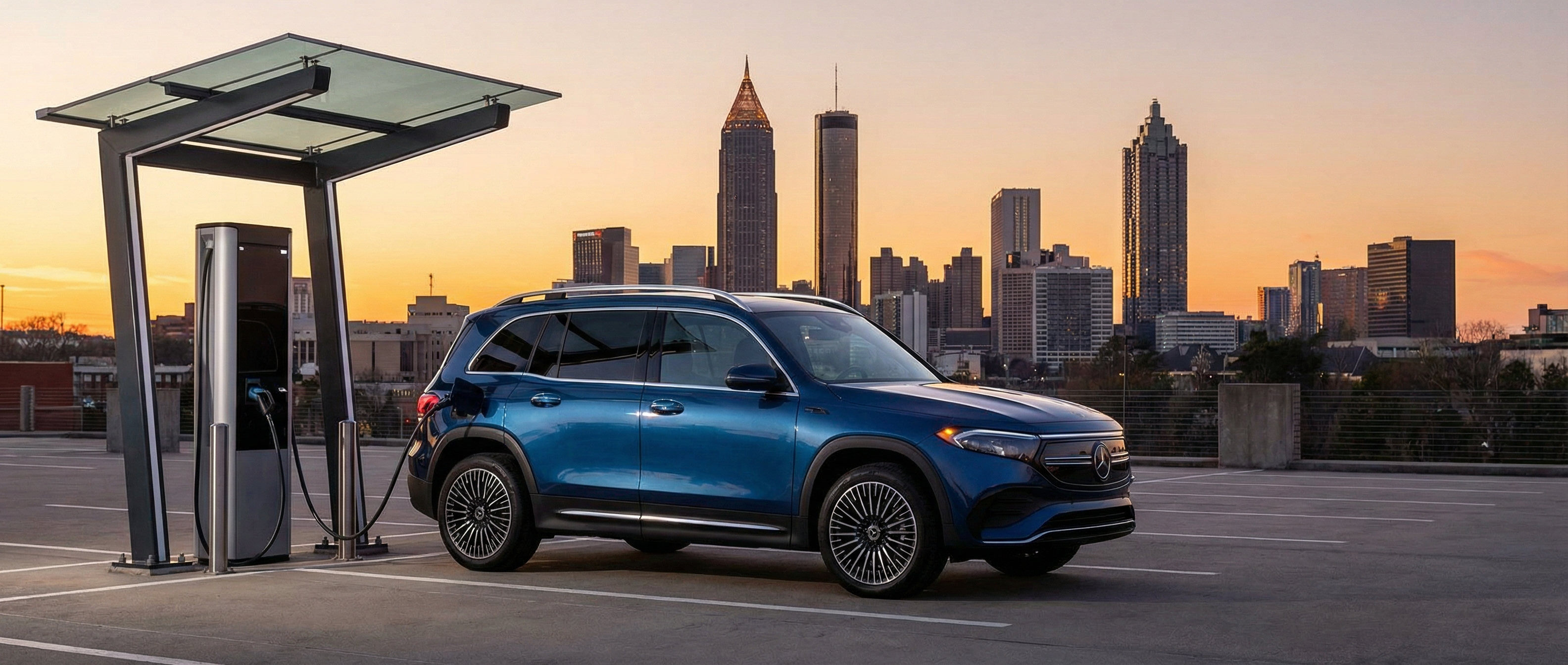 Mercedes-Benz EQB charging at station between Duluth and Alpharetta GA